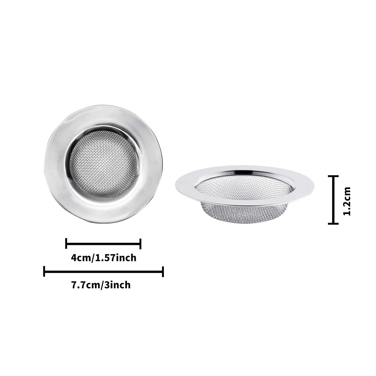 2pcs Stainless Steel Sink and Shower Drain Strainers, 77mm Diameter - image 2