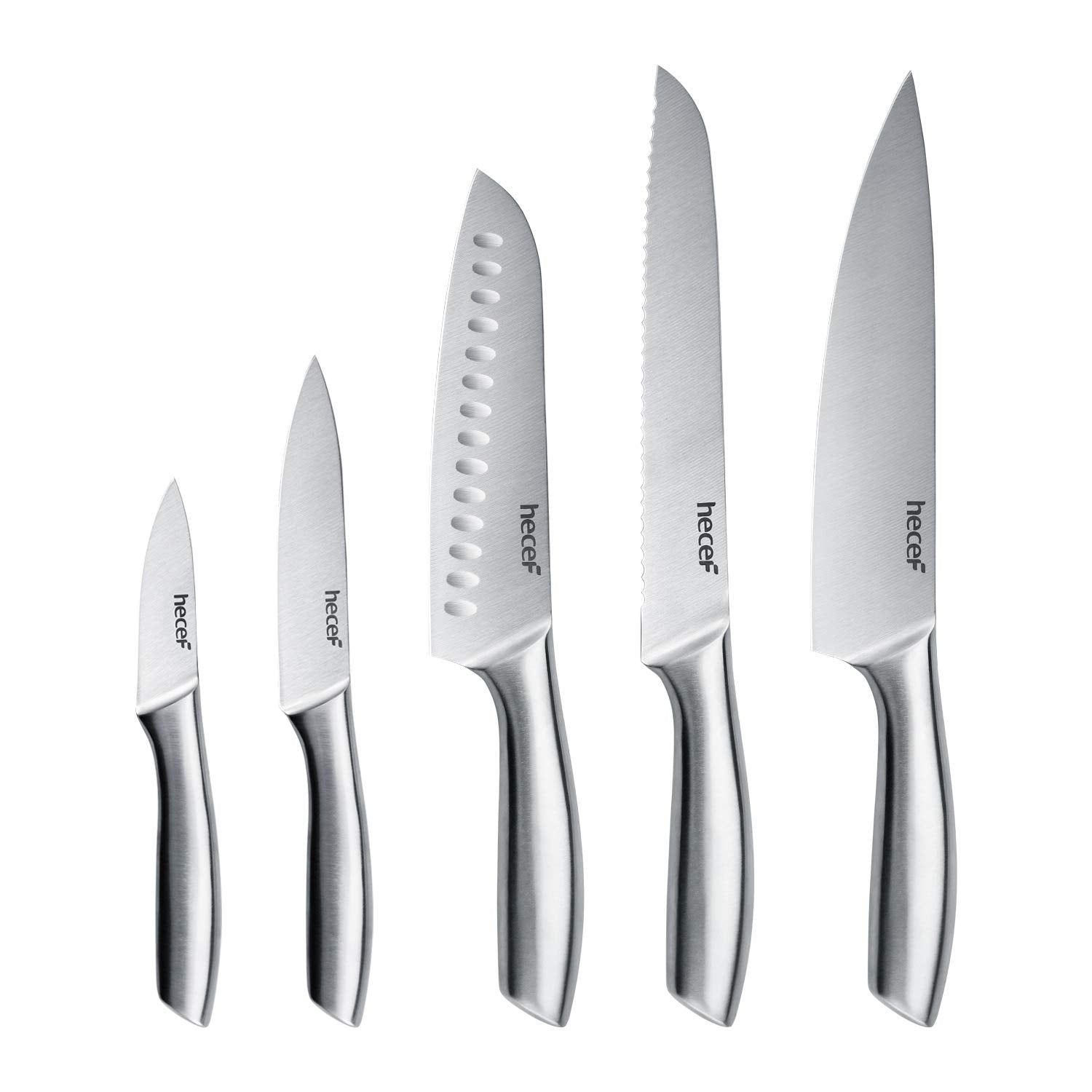 hecef 5-Piece Kitchen Knife Set – Satin Finish Stainless Steel Cutlery