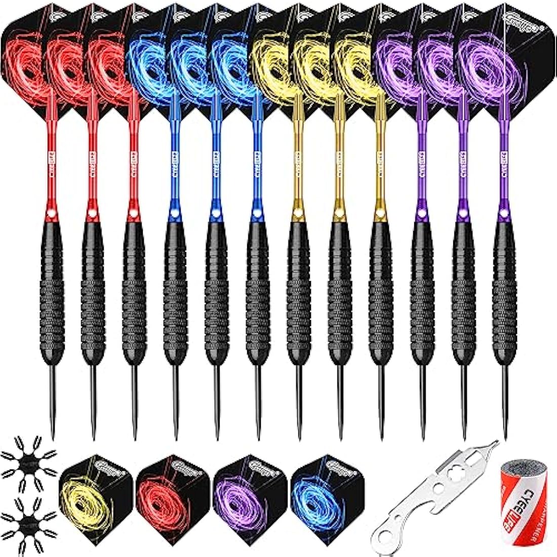 CyeeLife Steel Tip Darts Set – 12pcs Professional Beginner Darts
