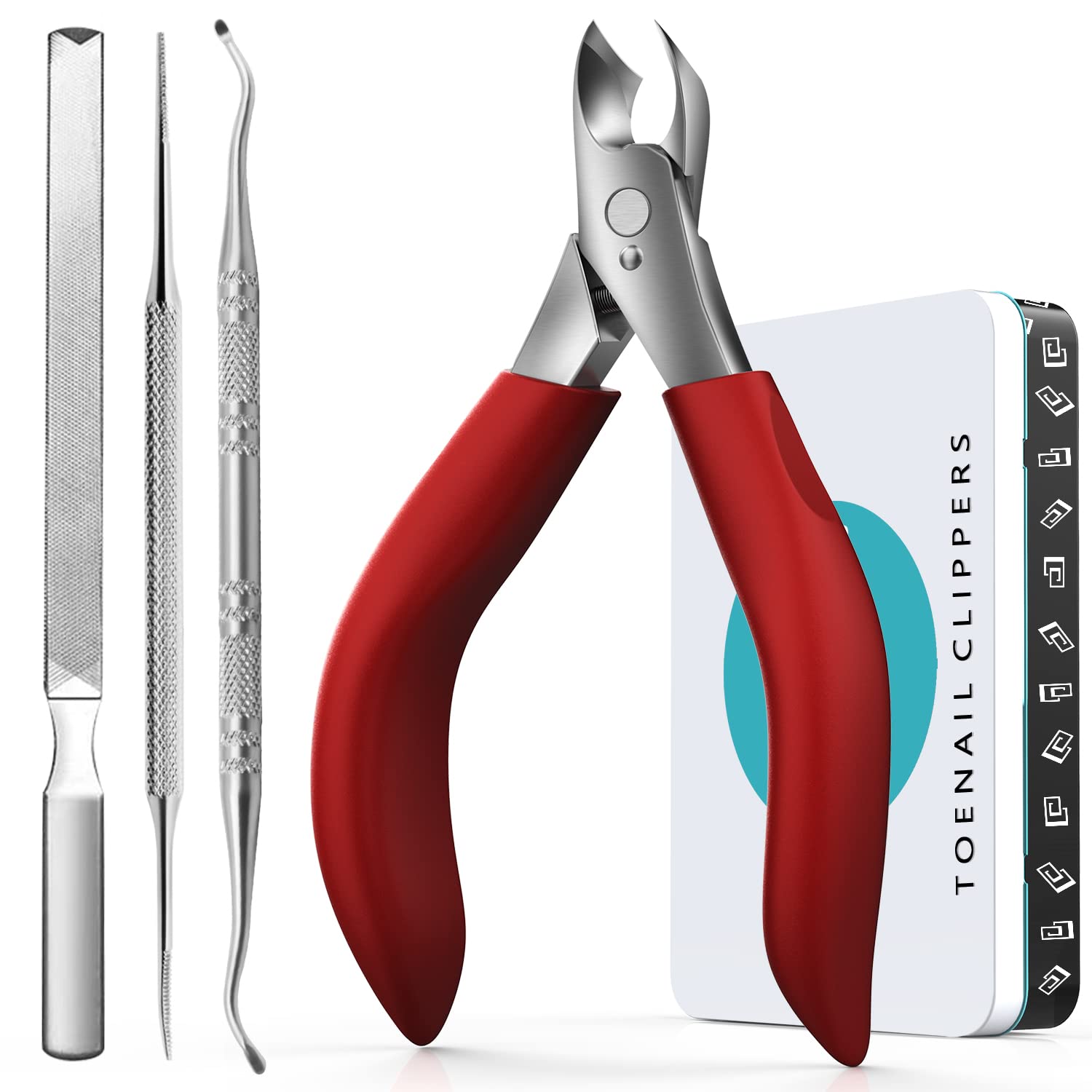 RONAVO Toenail Clippers for Thick Nails – Heavy Duty Stainless Steel Set