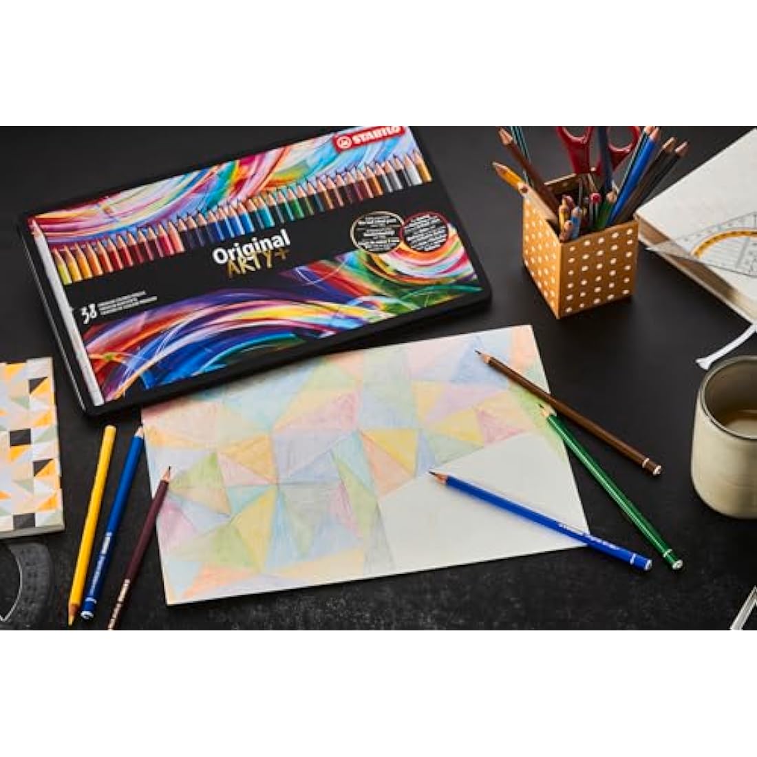 STABILO Original Thin Lead Colouring Pencils - ARTY+ Tin of 38 Colours