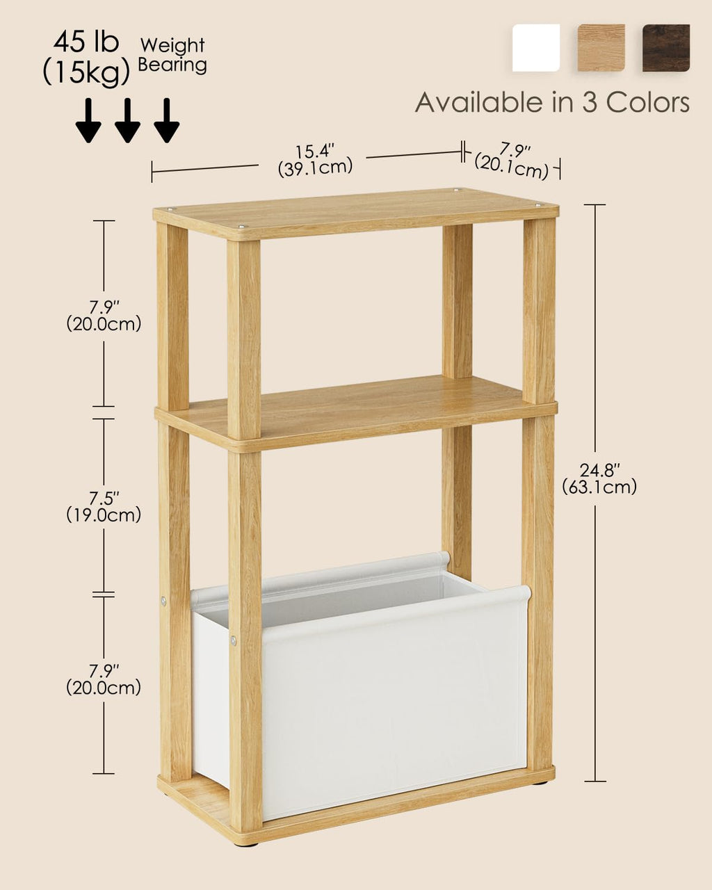 Apetaccat Narrow Side Table for Small Spaces, Slim End Table with Storage Basket, Small Bedside Table for Bedroom - image 3