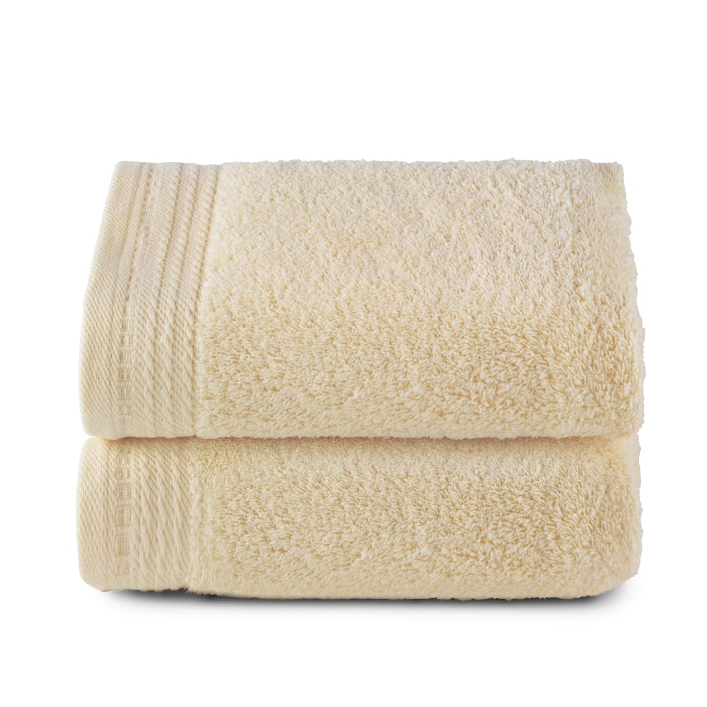 Top Towel Premium 2-Piece Hand Towel Set | 100% Combed Cotton | Natural