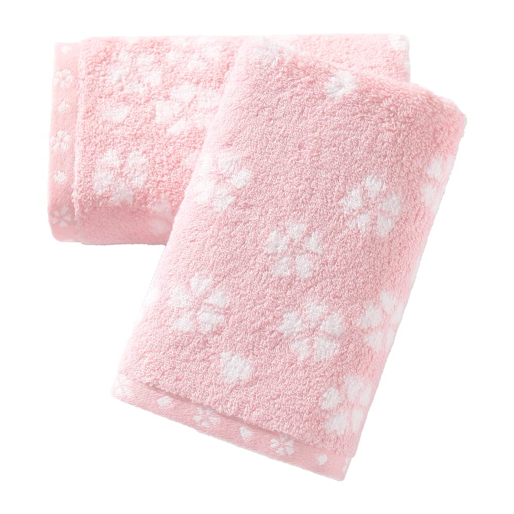 Sakura Pink Hand Towels - 100% Cotton Floral Set of 2