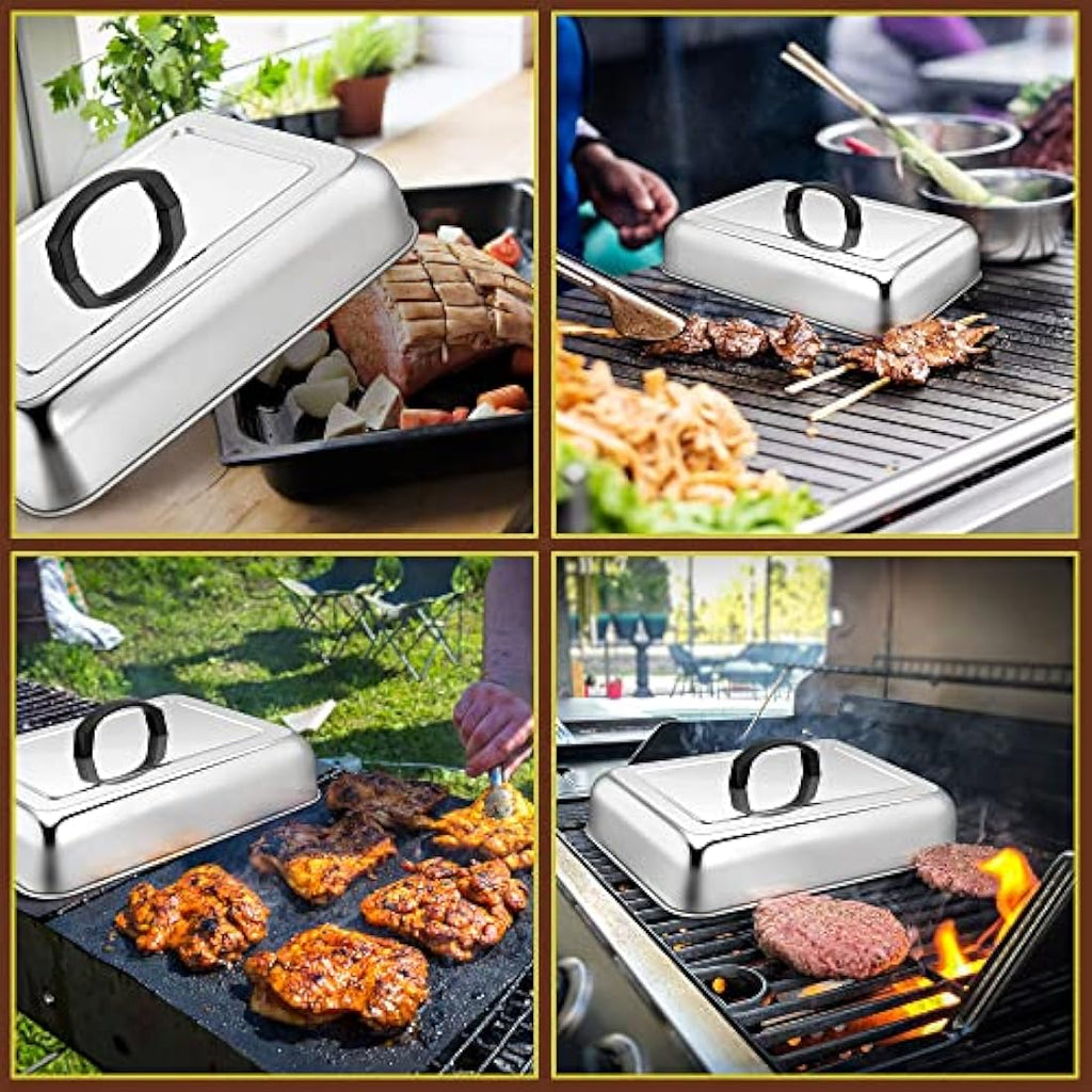 Herogo Stainless Steel Cheese Melting Dome Set – Rectangular Basting Cover