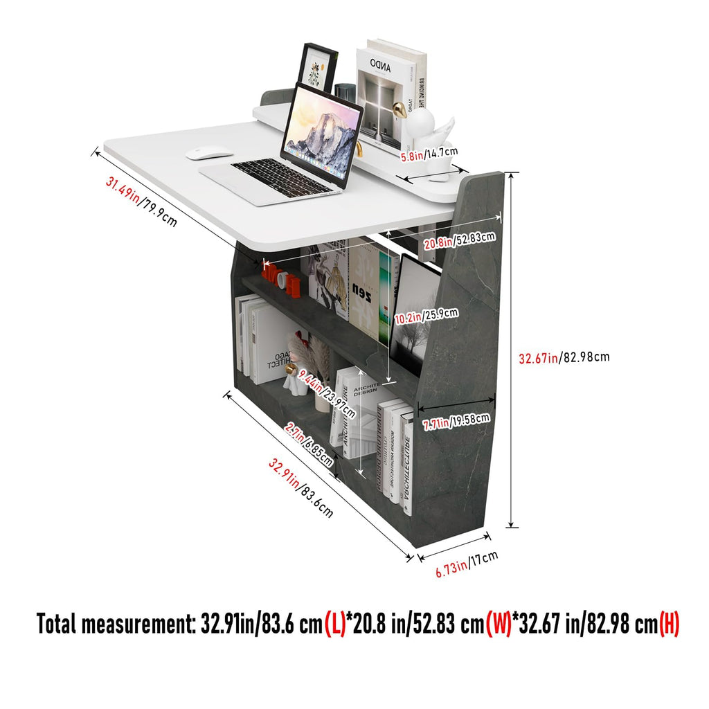 Pmnianhua Wall Mounted Drop-leaf Table Shelf, Wooden Laptop Desk, Multifunctional