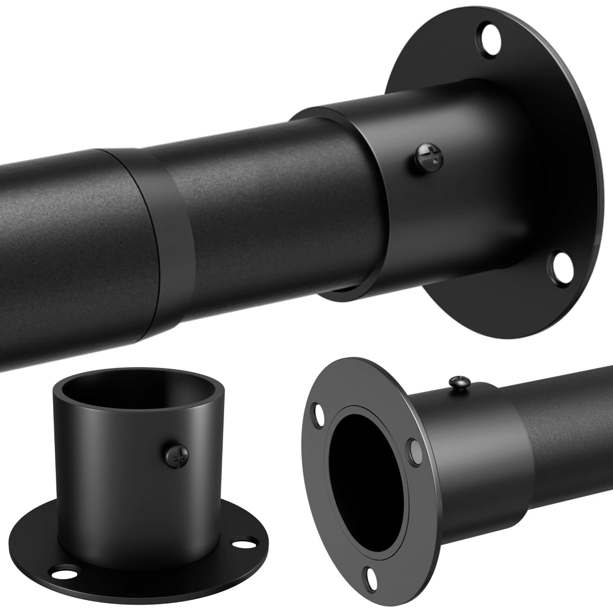 Wardrobe Pole, Wardrobe Rail Adjustable Clothes Rail with Screws and Sockets, Hanging Rod for Wardrobe and Bedroom, 85-235CM/Diameter 32MM，Black - image 1