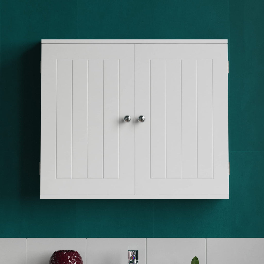Bath Vida Priano Wall Mounted Bathroom Cabinet - Double Door White MDF