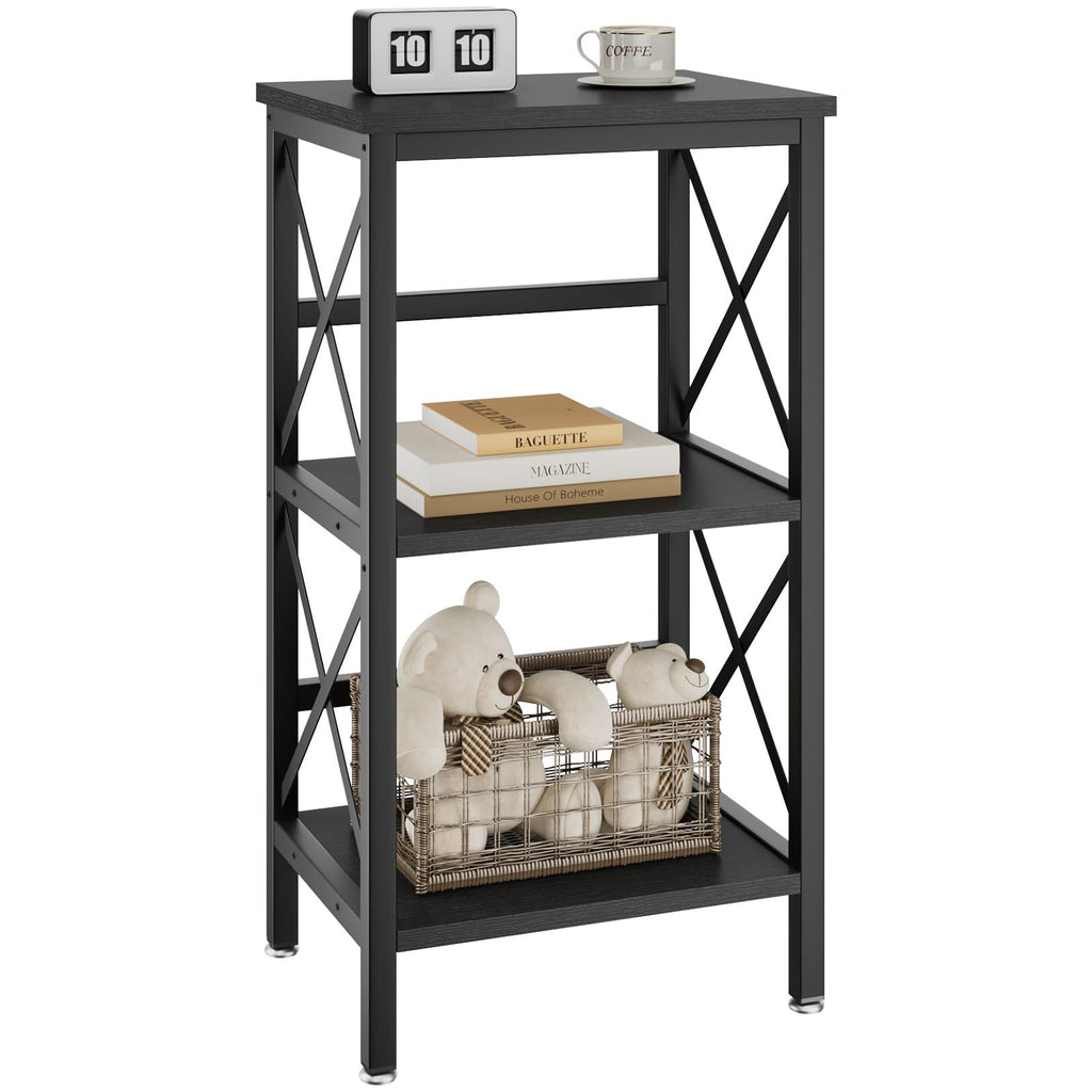YMYNY 3-Tier Industrial Bookcase | Metal Storage Rack & Microwave Shelf
