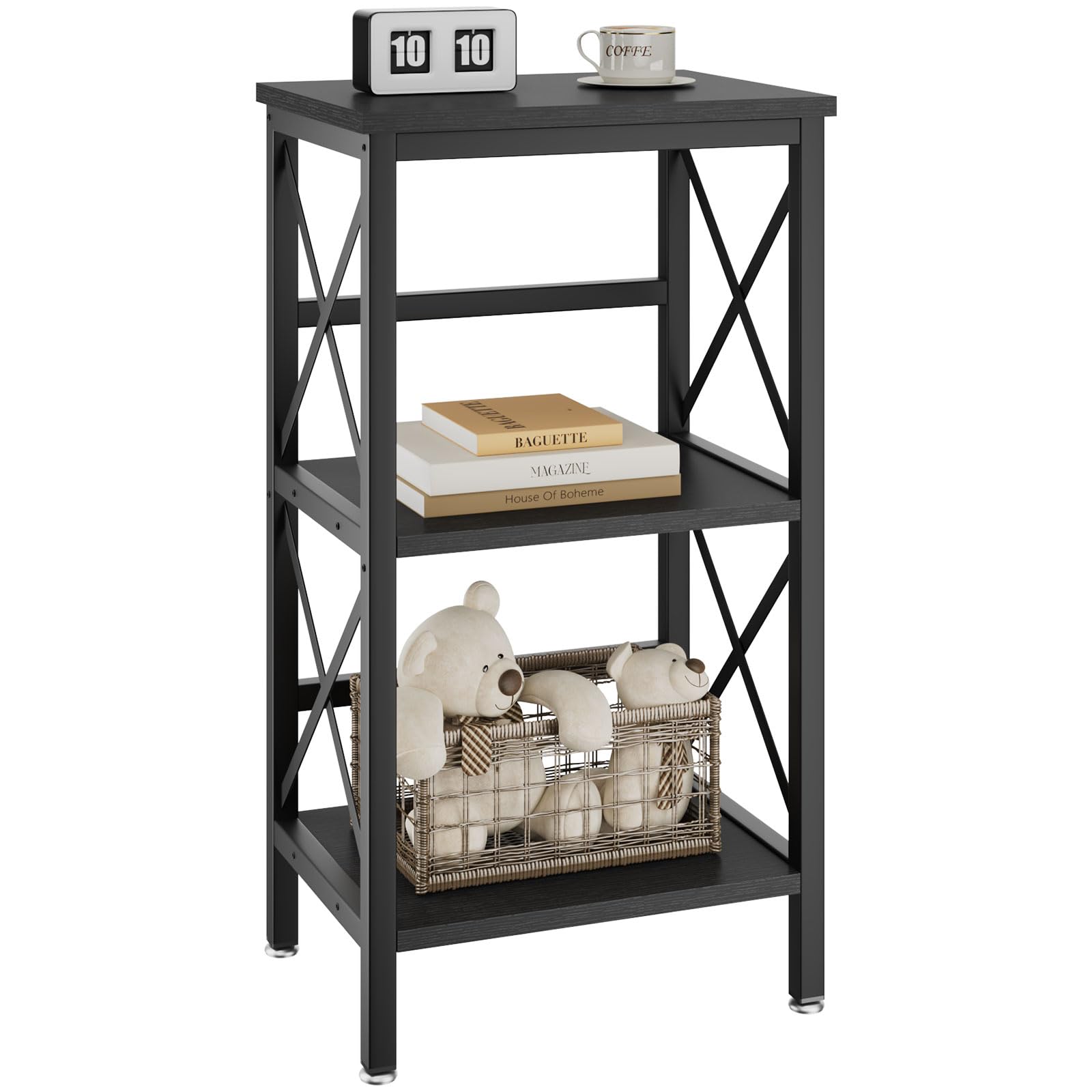 YMYNY 3-Tier Industrial Bookcase | Metal Storage Rack & Microwave Shelf