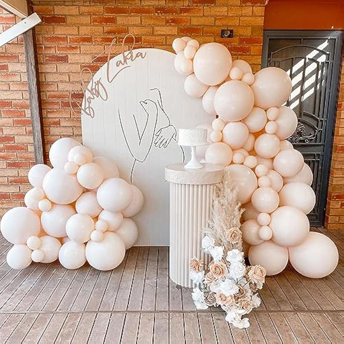 Double Stuffed Blush Balloon Garland Kit - 73pc Cream Pink Arch