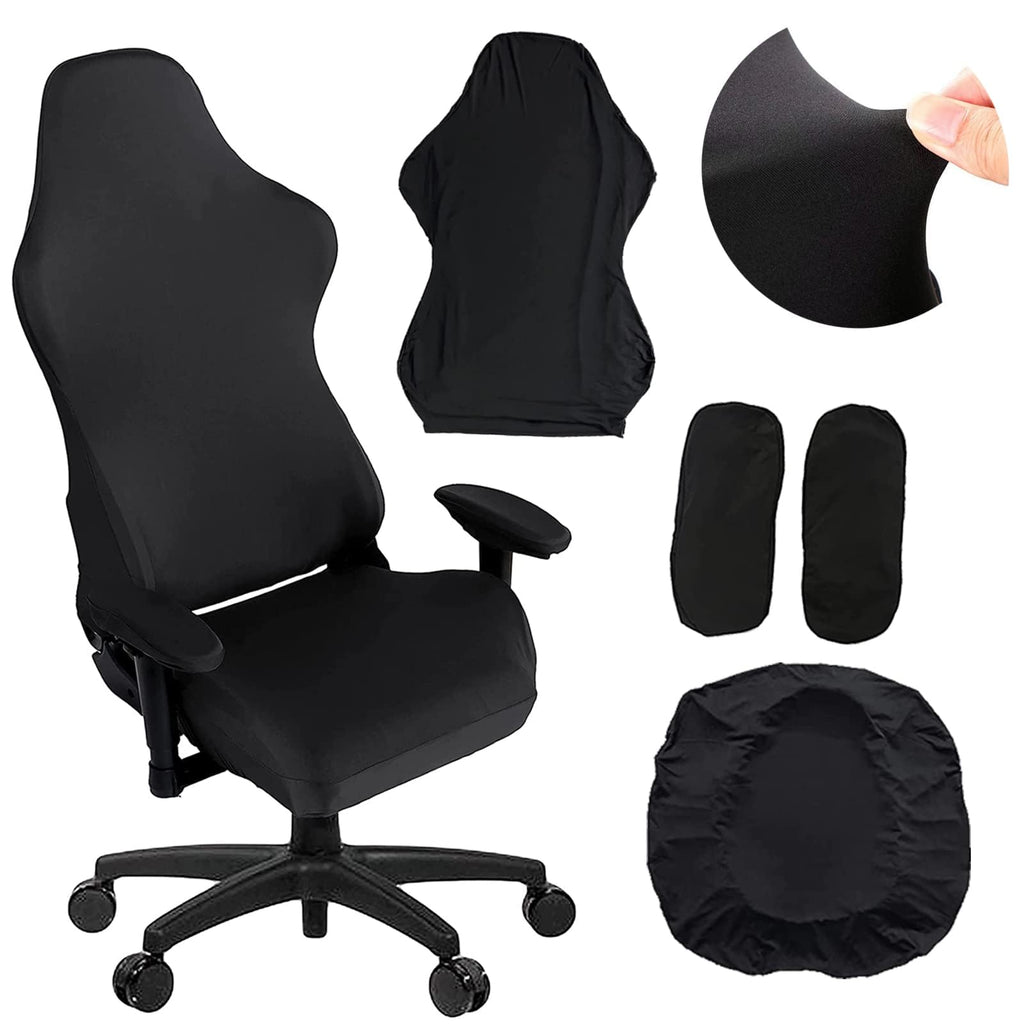 MiseYu Gaming Chair Cover, 4pc Set Armrest & Back & Seat Covers, Stretchable, Black, Modern Style, Gaming & Office Chair Cover - image 1