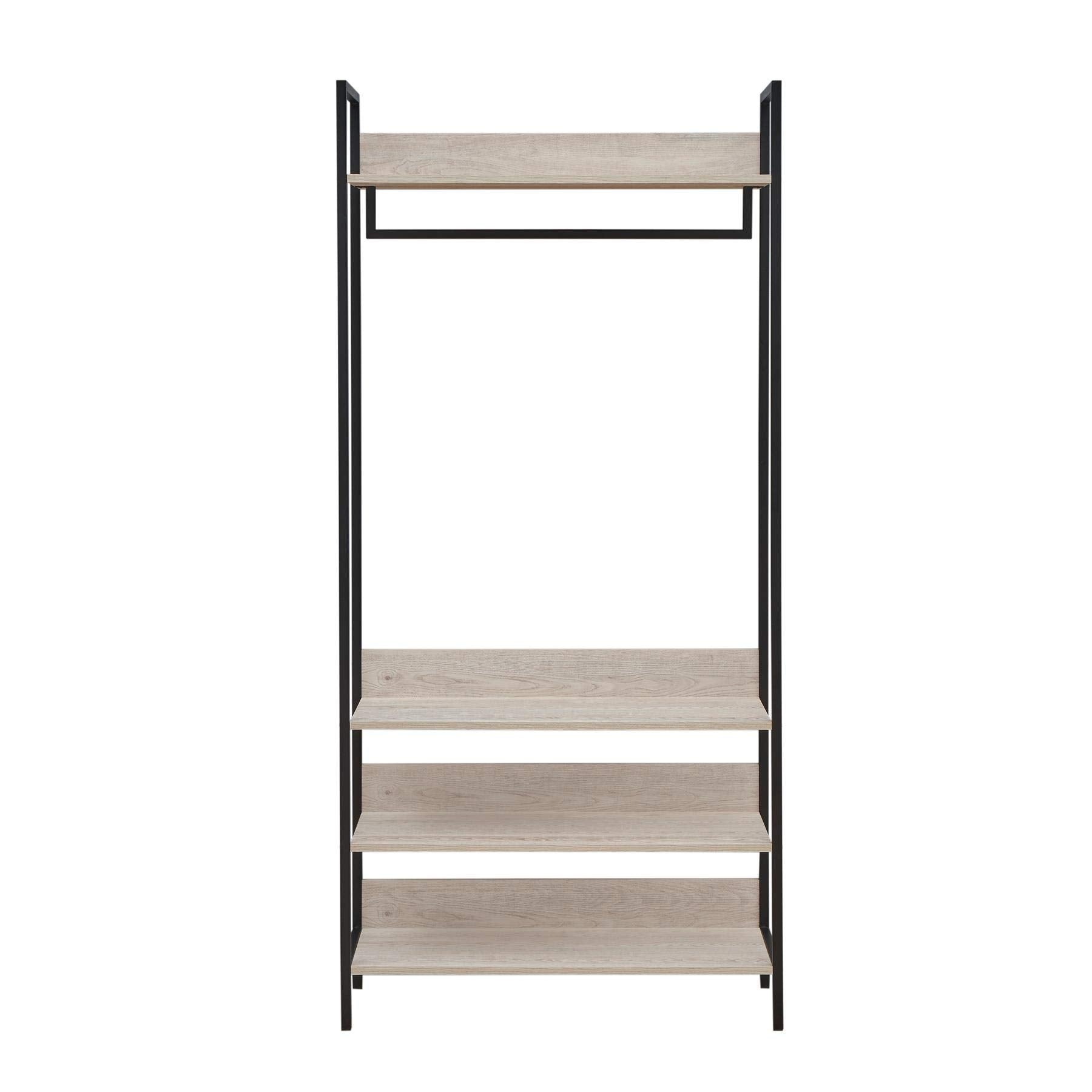 Timber Art Design Zahra Open Wardrobe | 4 Shelves & Hanging Rail - Ash Oak