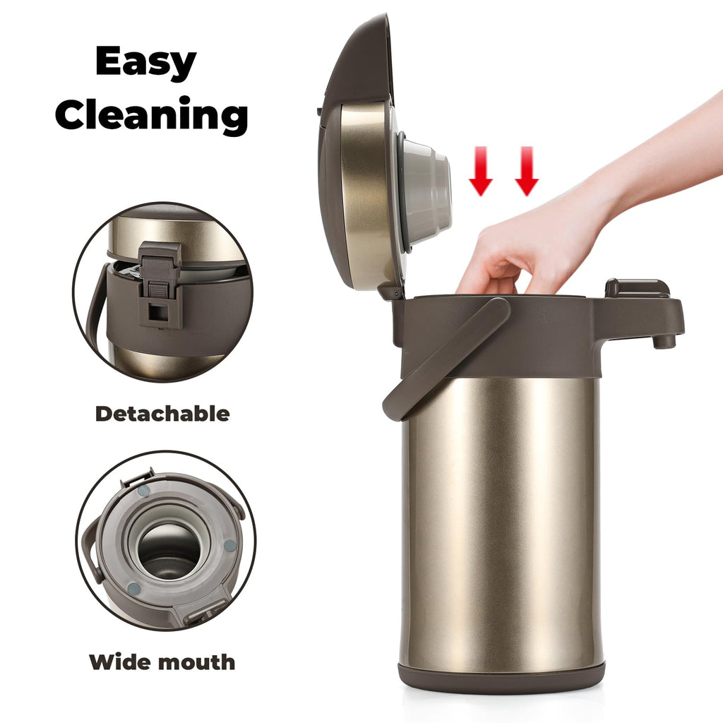 Olerd 3L Stainless Steel Coffee Airpot – Vacuum Insulated Pump Flask