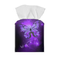 Purple Butterfly PU Leather Square Tissue Box Cover Organizer