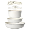 GiPP 5-Piece Nonstick Cookware Set with Detachable Handle – White