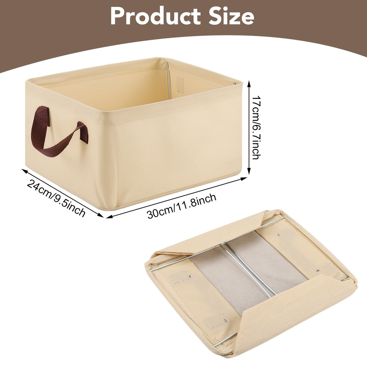 4 Pack Storage Baskets for Shelf, Small Closet Organizers and Storage Beige - image 2
