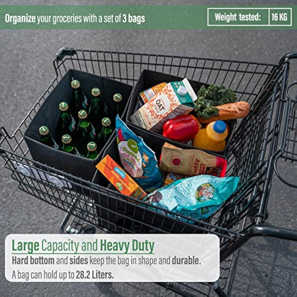 VENO Reusable Grocery Shopping Bags – Heavy Duty Collapsible Totes (3 Pack)