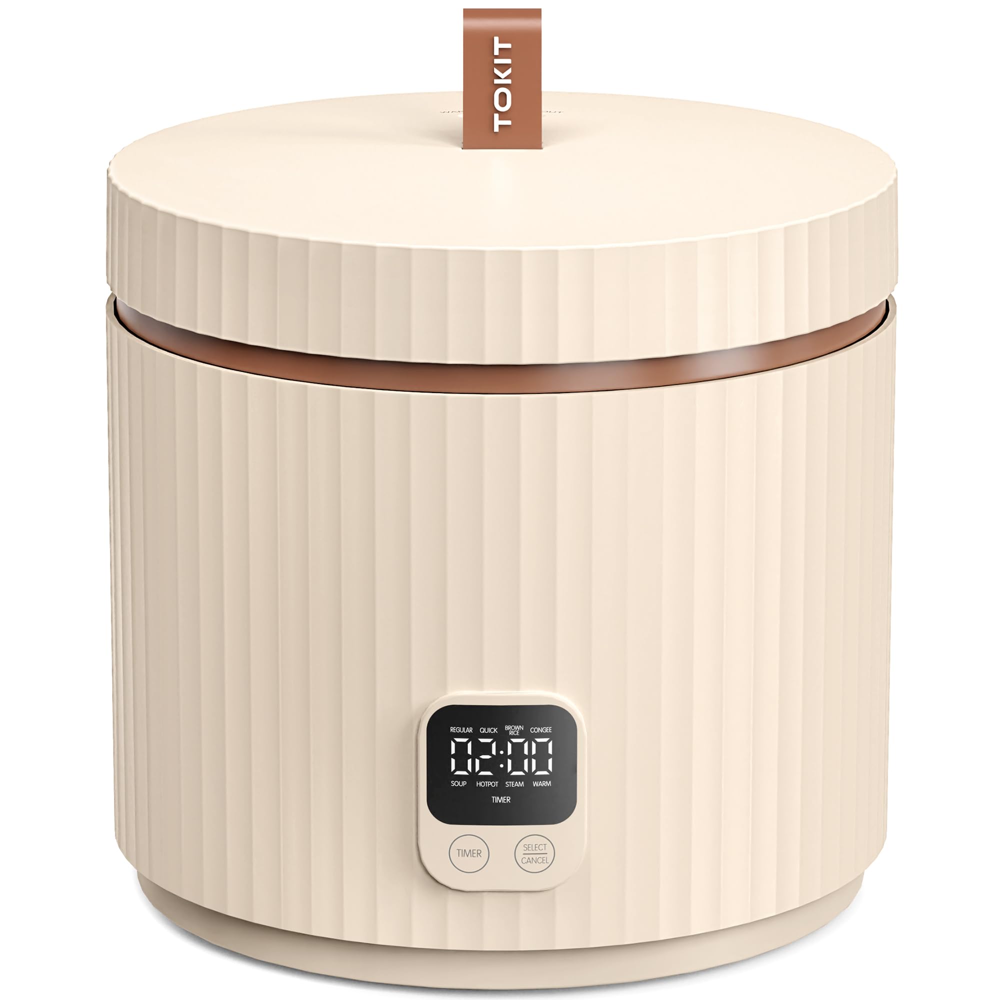 TOKIT Mini Rice Cooker – 3-Cup Ceramic Non-Stick Multifunctional Cooker