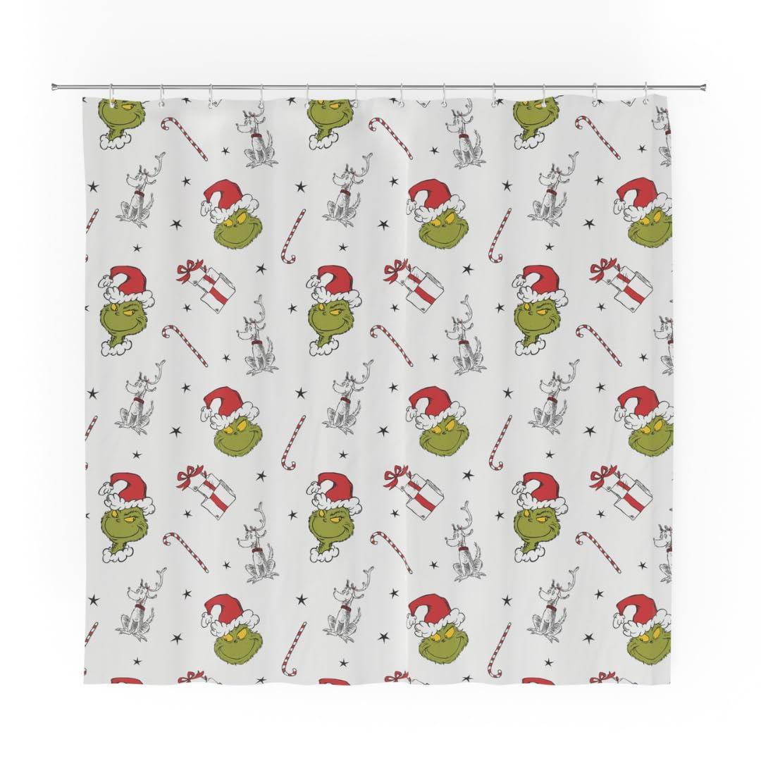 The Grinch Holiday Christmas Microfiber Shower Curtain | 72x72 | Dr. Seuss