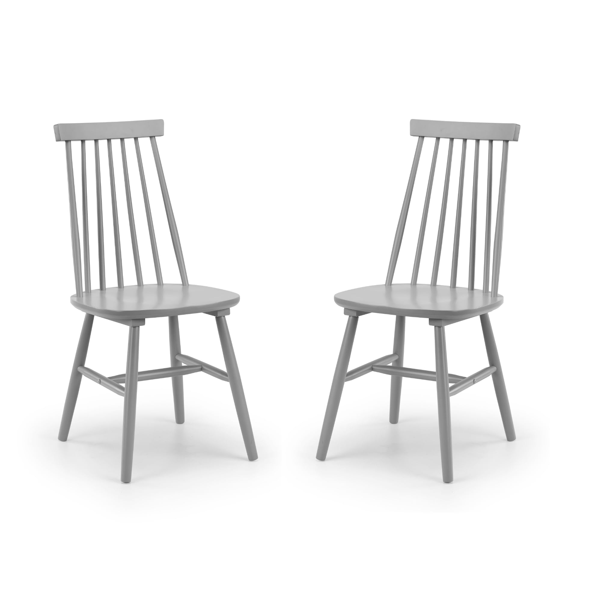 Julian Bowen Alassio Spindle Back Dining Chairs – Grey Rubberwood – Set of 2