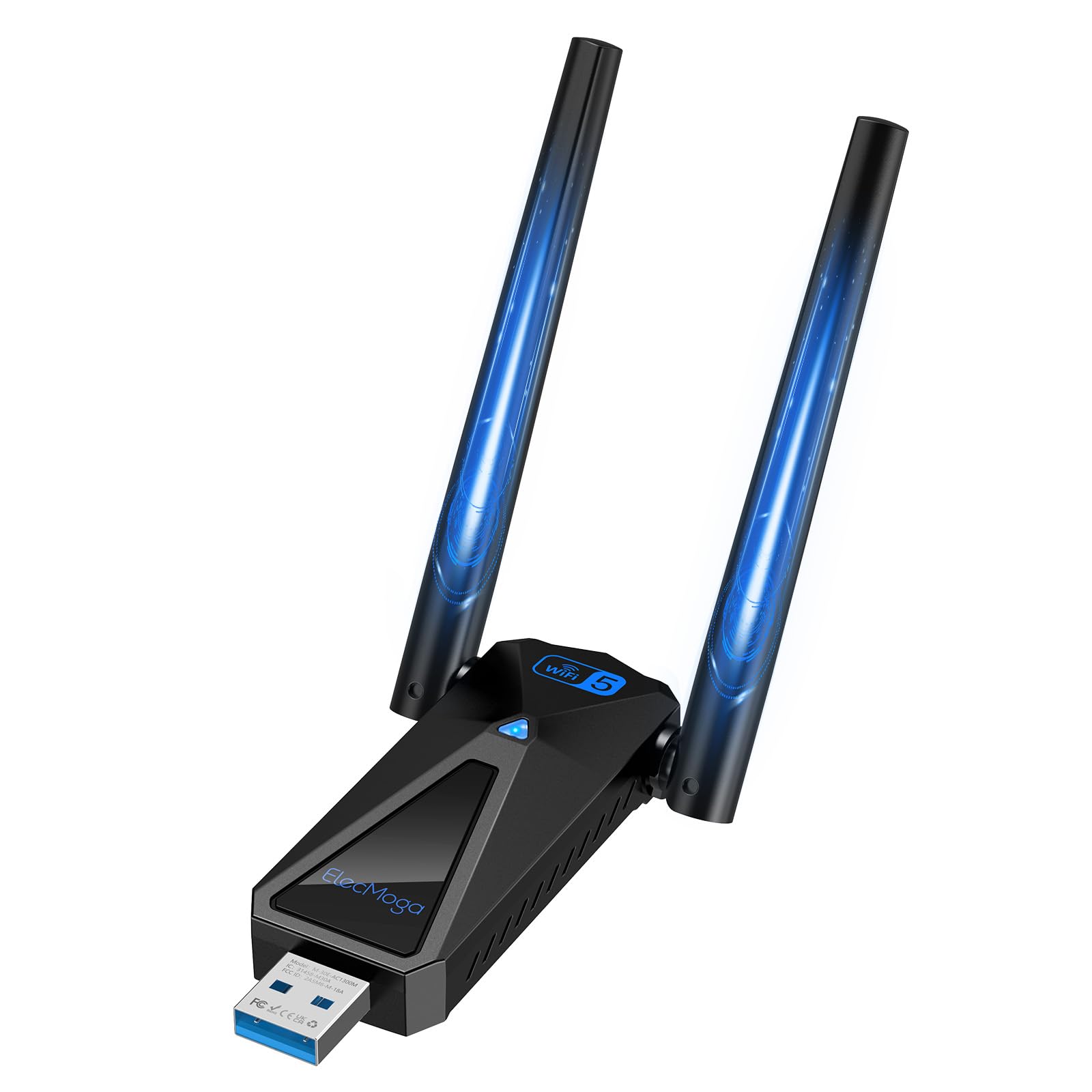 ElecMoga 1300Mbps USB 3.0 WiFi Adapter | Dual Band High Gain Antennas