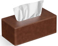 PU Leather Tissue Box Cover – Rectangular Brown Dispenser