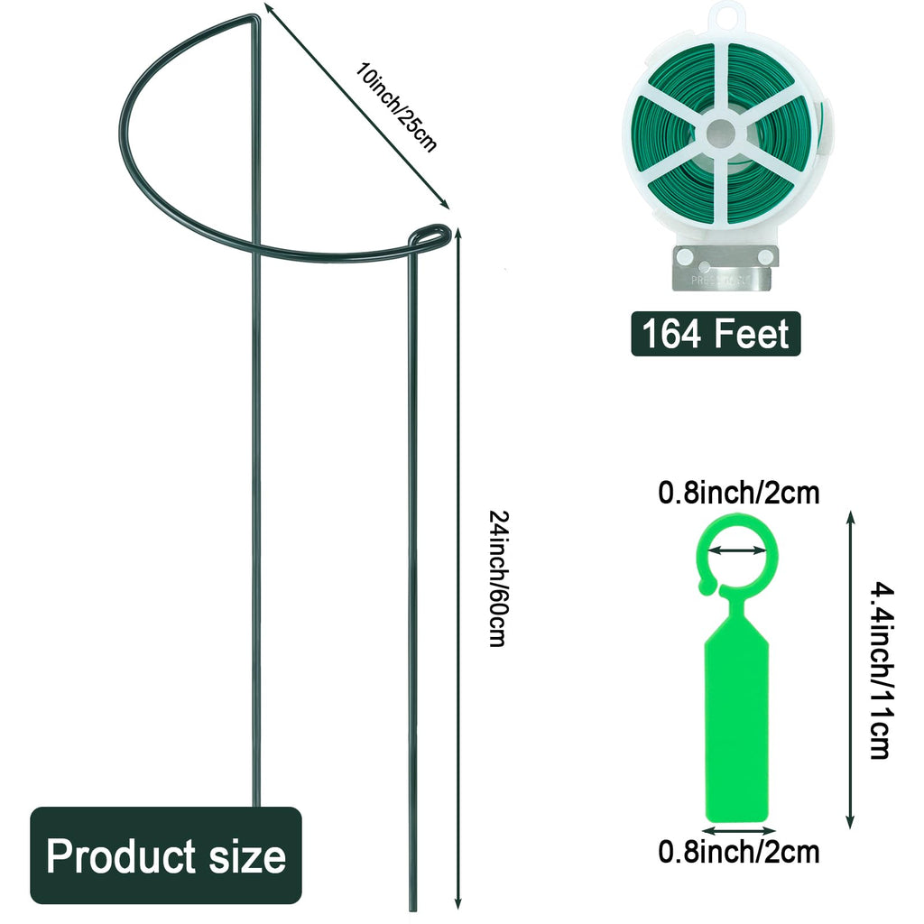 Jolof Store 12-Pack Metal Plant Support Stakes - 25x60cm Peony Cages