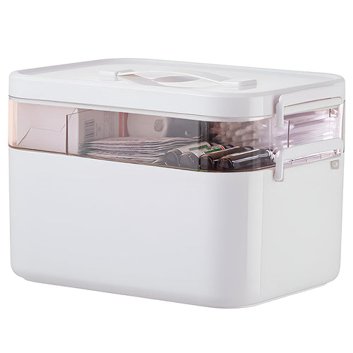 2-Layer Medicine Storage Box | Portable Lockable First Aid Case