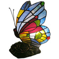 Bieye Butterfly Tiffany Style Stained Glass Table Lamp | Blue & Red