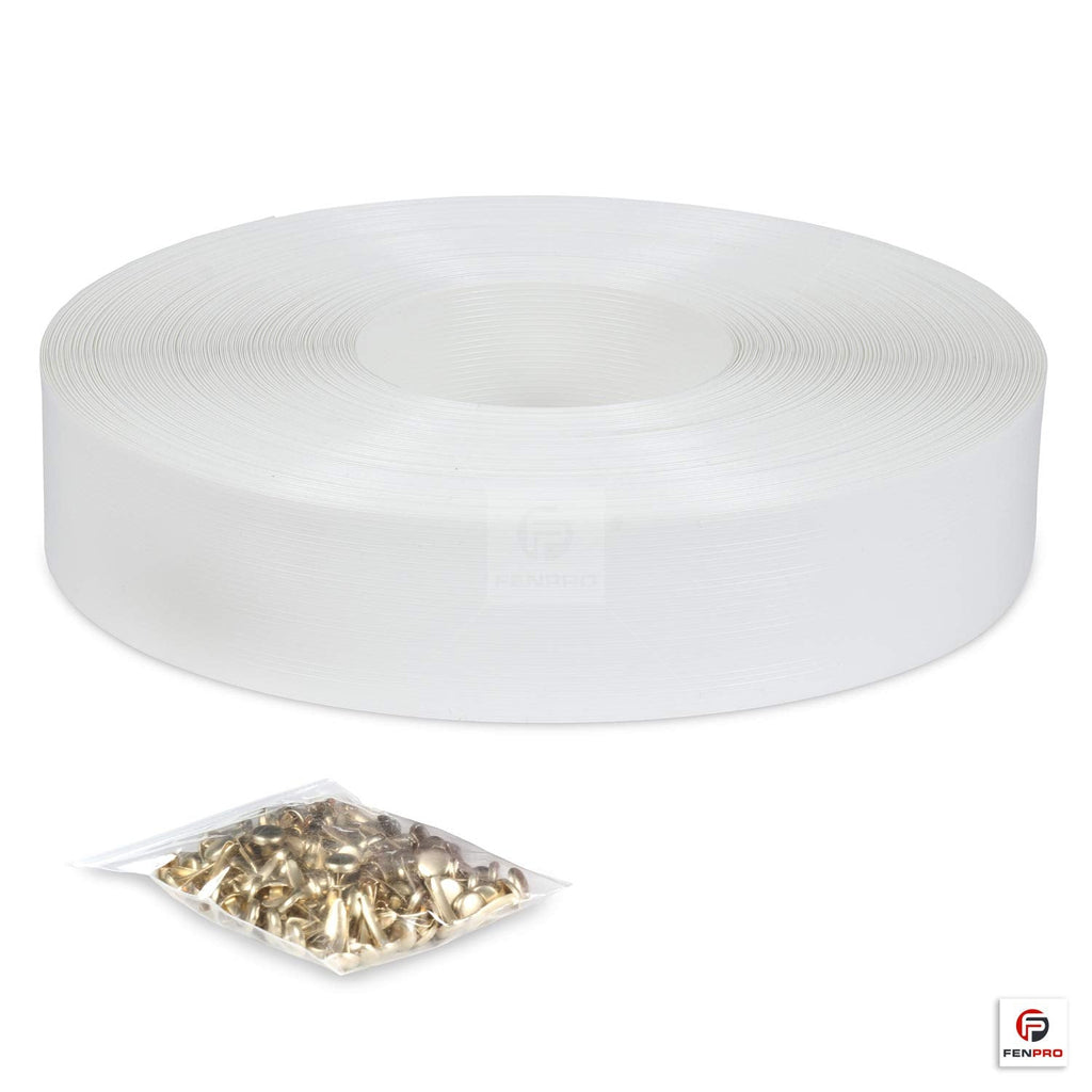 Fenpro Chain Link Privacy Fence Tape – Arctic White 250ft Roll with Fasteners