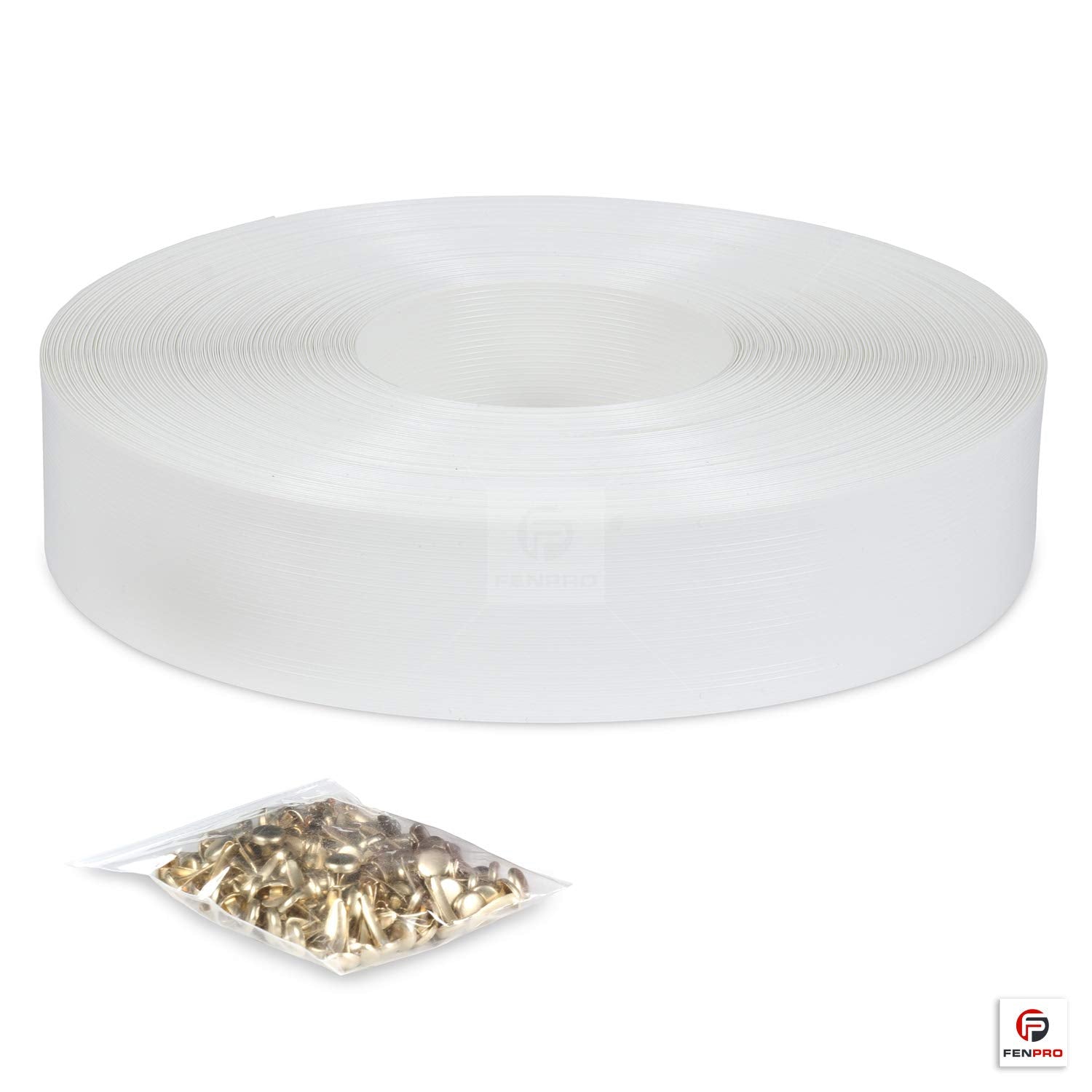 Fenpro Chain Link Privacy Fence Tape – Arctic White 250ft Roll with Fasteners
