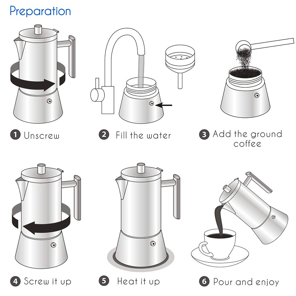 Easyworkz Diego Stovetop Espresso Maker | 12-Cup Stainless Moka Pot