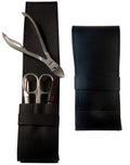 Tenartis 4-Piece Men's Manicure & Pedicure Set | Black Nappa Leather