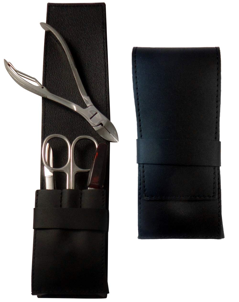 Tenartis 4-Piece Men's Manicure & Pedicure Set | Black Nappa Leather
