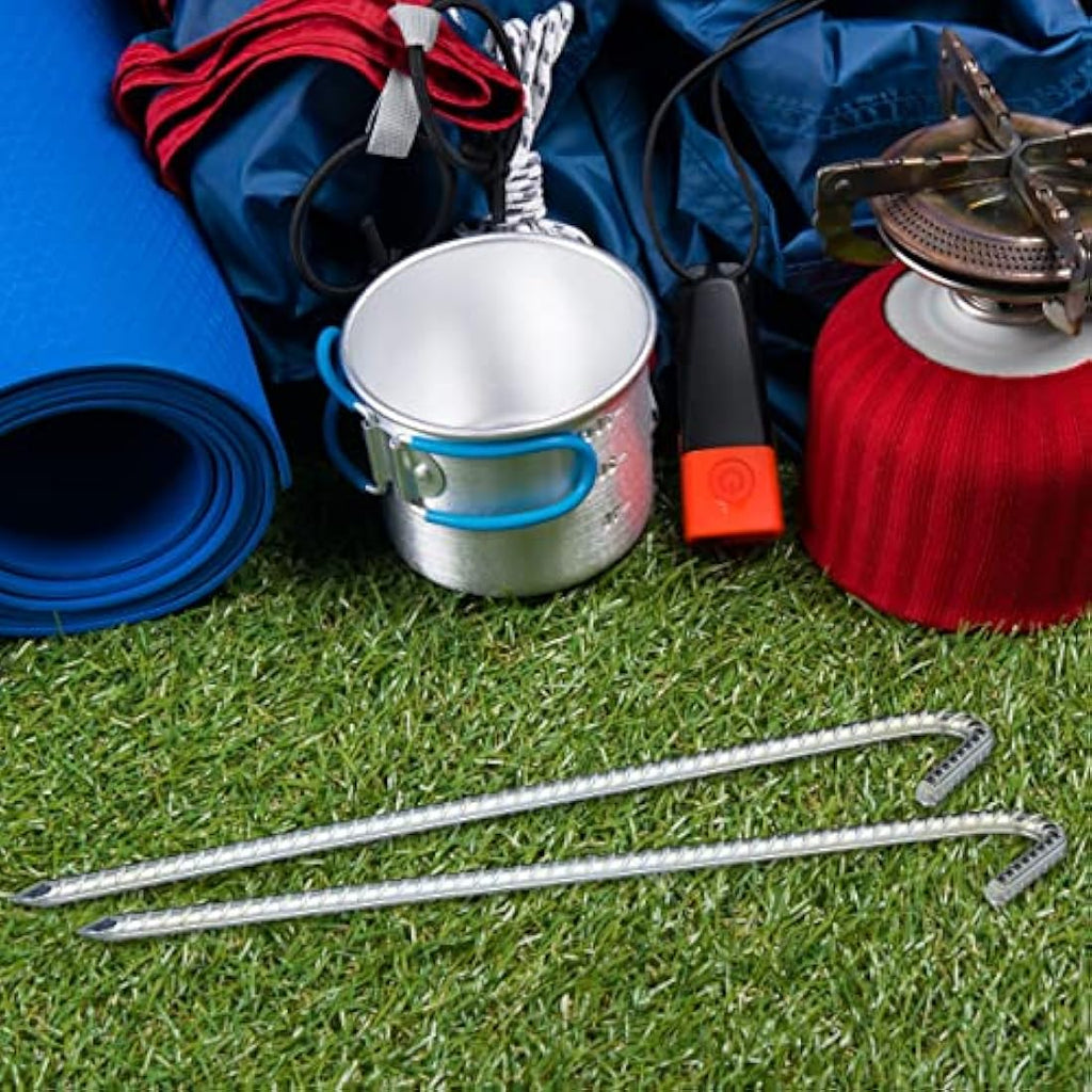 Jolof Store Galvanized Steel Ground Anchors - 39cm Heavy Duty Tent Pegs