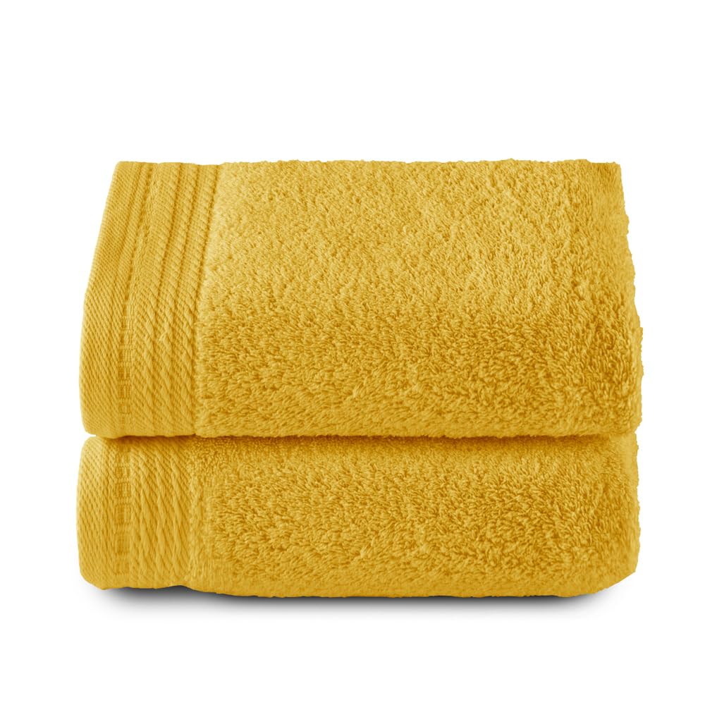 Jolof Store Premium Cotton Hand Towels – 2 Pack, 600 GSM, Lemon