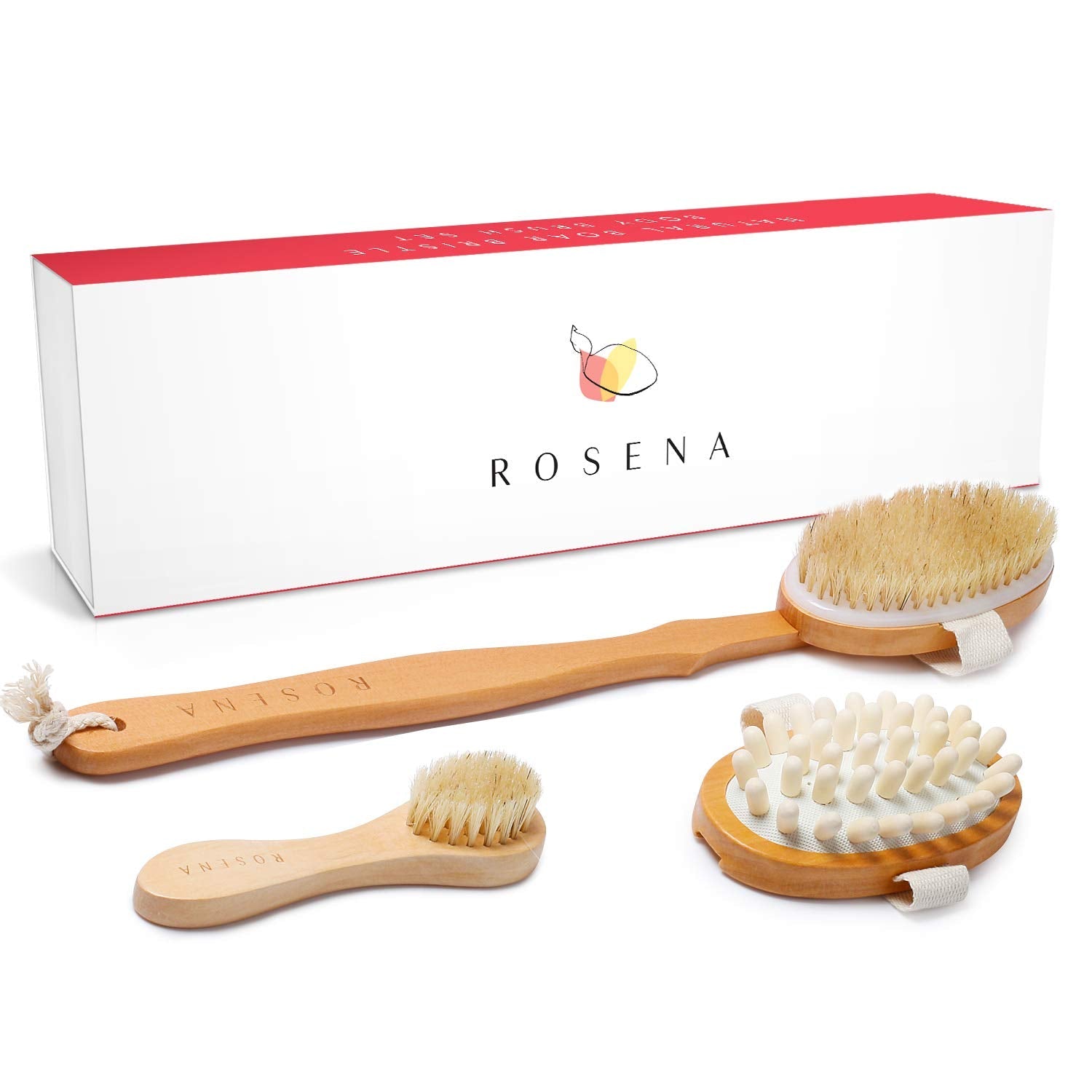 Dry Brushing Body Brush Set – Natural Boar Bristle Kit