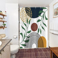Abstract Boho Shower Curtain | Green Leaves Waterproof Fabric
