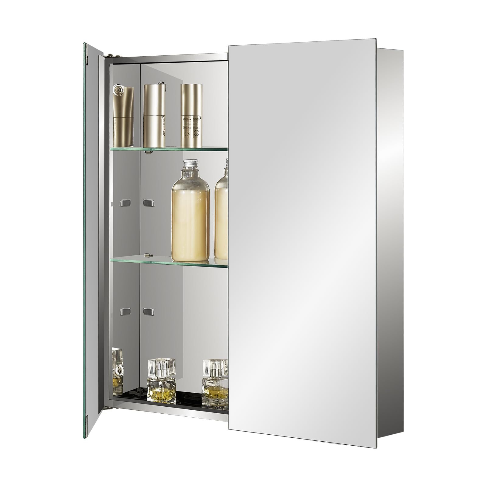 Fundin Stainless Steel Bathroom Mirror Cabinet | Double Door 60x65cm