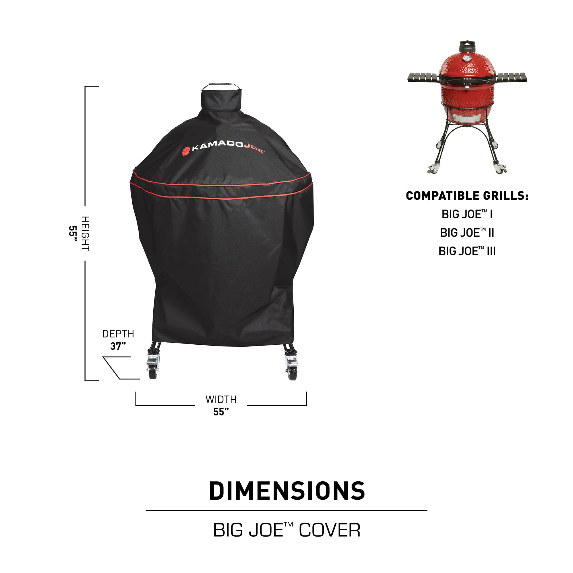 Kamado Joe Big Joe Grill Cover – Weatherproof Black Protective Cover