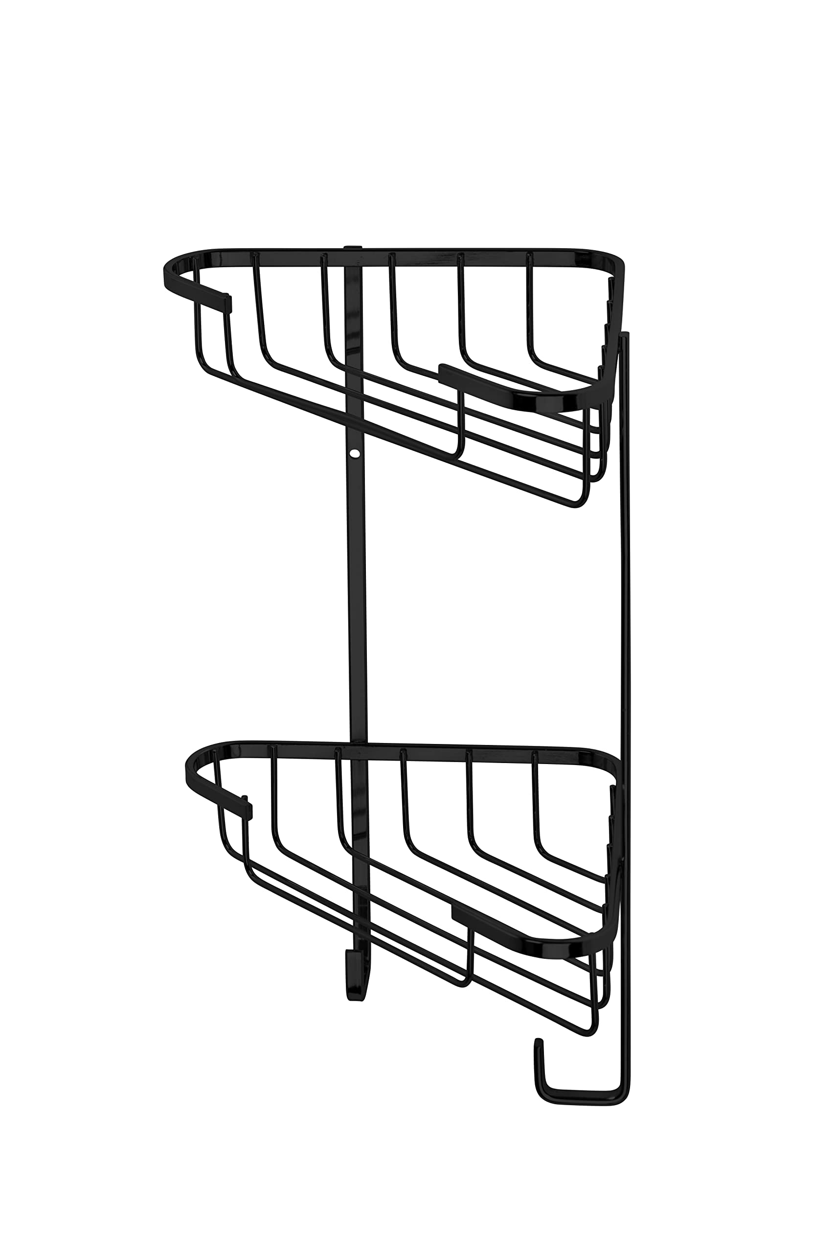 Croydex Slimline Corner Shower Caddy | 2-Tier Matt Black Steel Shelf