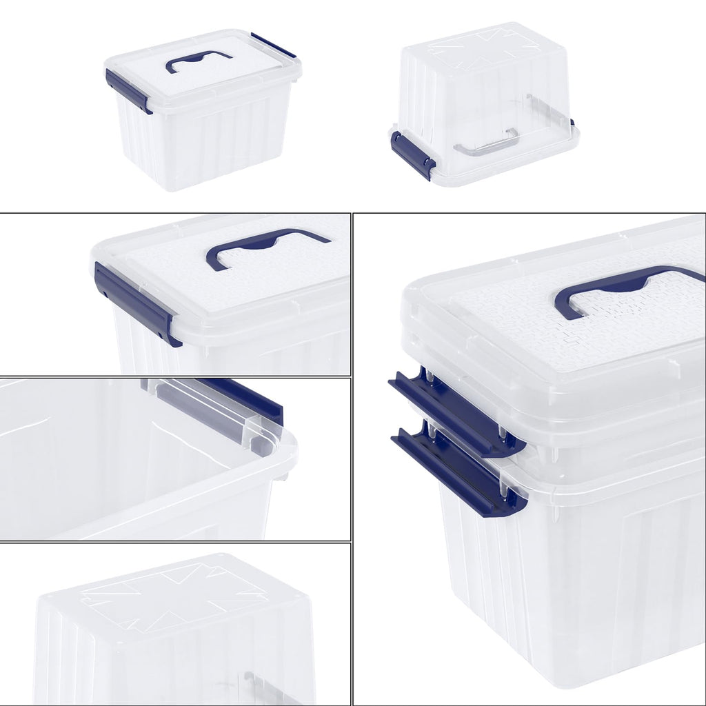 Ortodayes 4 Pack Clear Latch Box with Handle, 6 L Clear Lidded Storage Box Set - image 3