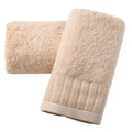 Jolof Store Khaki Cotton Hand Towels | Striped Long Terry Set of 2