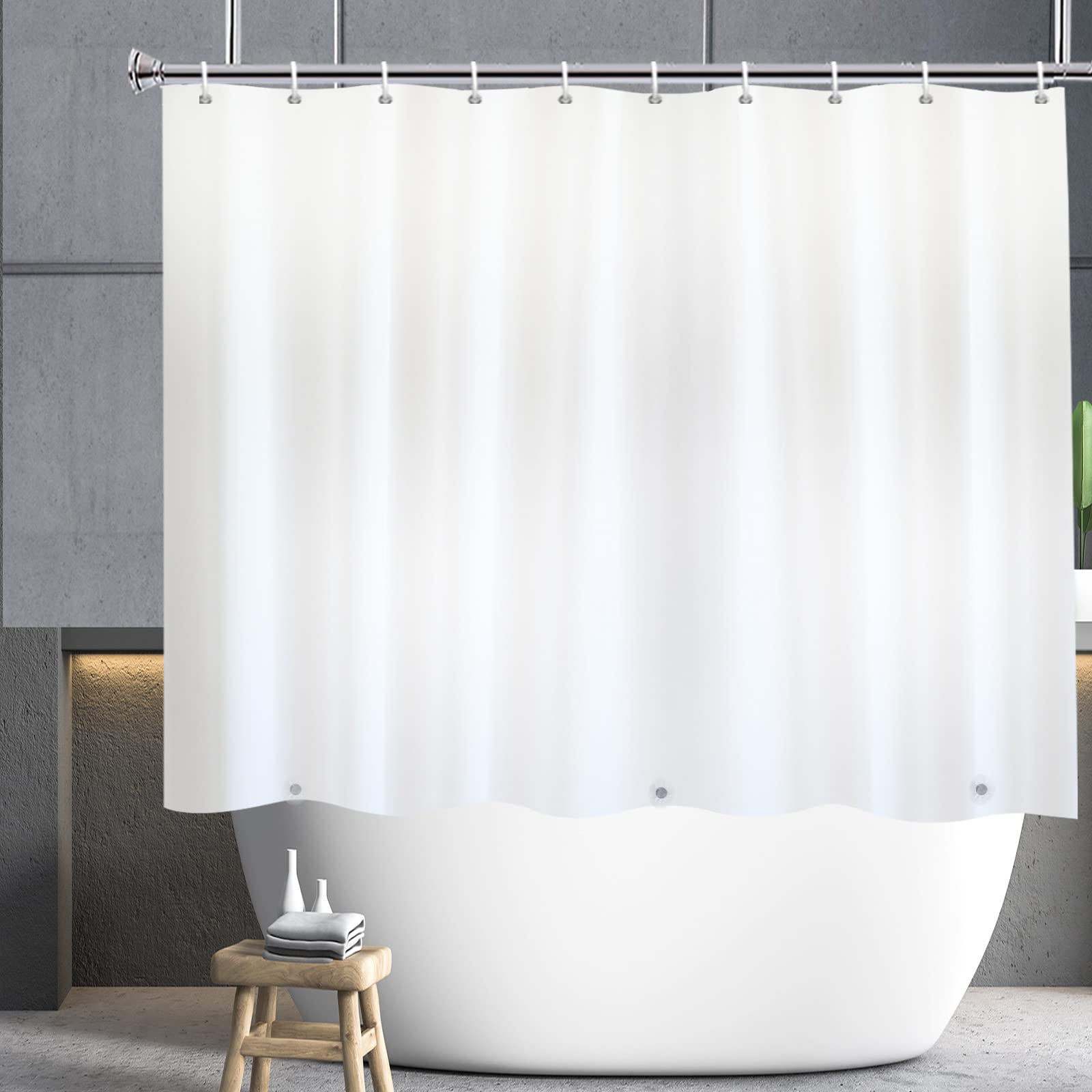 YISURE White PEVA Short Shower Curtain Liner - 70x65 Inch Magnetic Bottom
