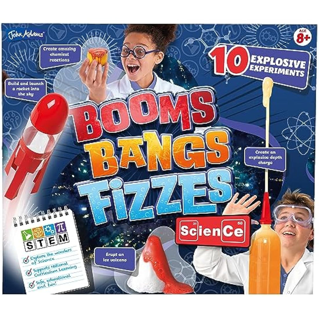 John Adams Booms Bangs Fizzes Science Kit - 10 STEM Experiments for Kids