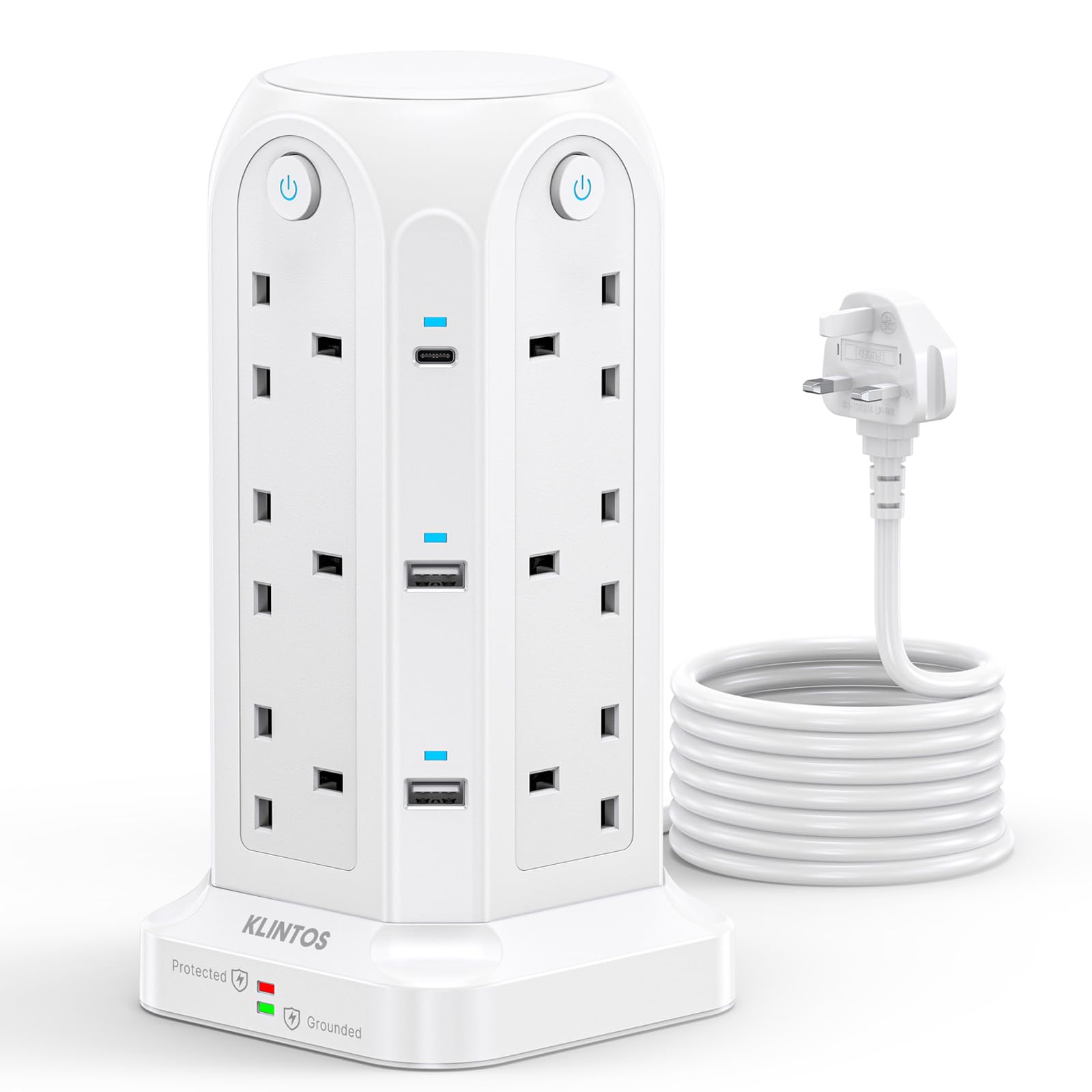 Jolof Store Tower Extension Lead | 1400J Surge Protected with 6 USB