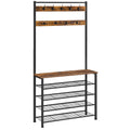 HOOBRO Hall Tree Coat Rack with Shoe Storage - Industrial Metal Frame