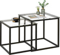 Huhote Nesting Tables, Set of 2 End Table, Coffee Tables, Glass Side Table - image 1