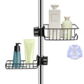 UHAPEER 2-Pack No-Drill Shower Caddy | Stainless Steel Riser Rail Shelf